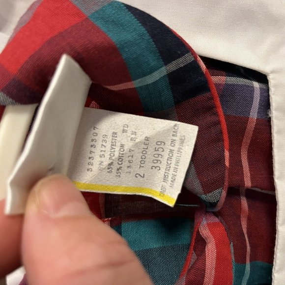 Vintage Baby Togs Dress Size 2T months Plaid Square Collar Lace Christmas New - Picture 3 of 4